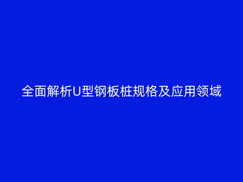 全面解析U型钢板桩规格及应用领域