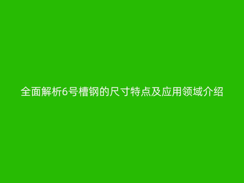 全面解析6号槽钢的尺寸特点及应用领域介绍