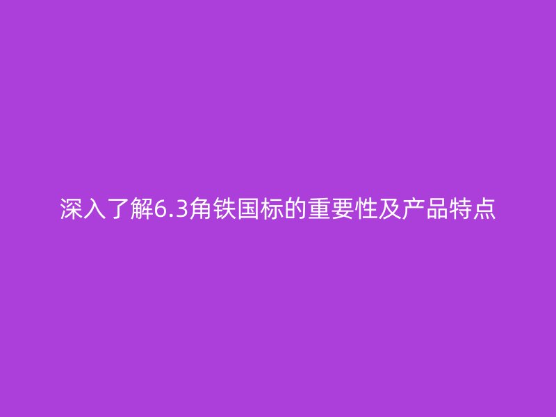 深入了解6.3角铁国标的重要性及产品特点