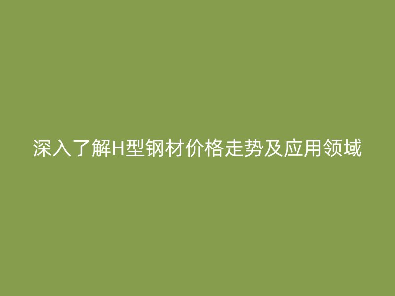 深入了解H型钢材价格走势及应用领域