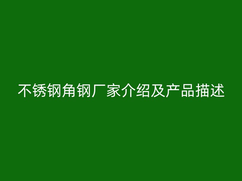不锈钢角钢厂家介绍及产品描述