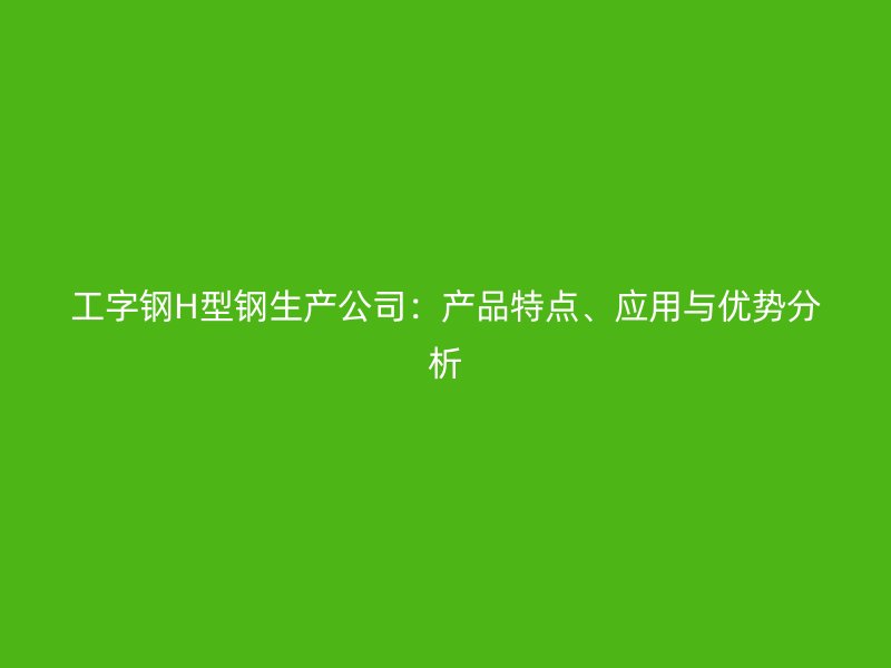 工字钢H型钢生产公司：产品特点、应用与优势分析
