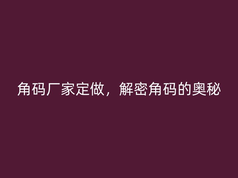 角码厂家定做，解密角码的奥秘
