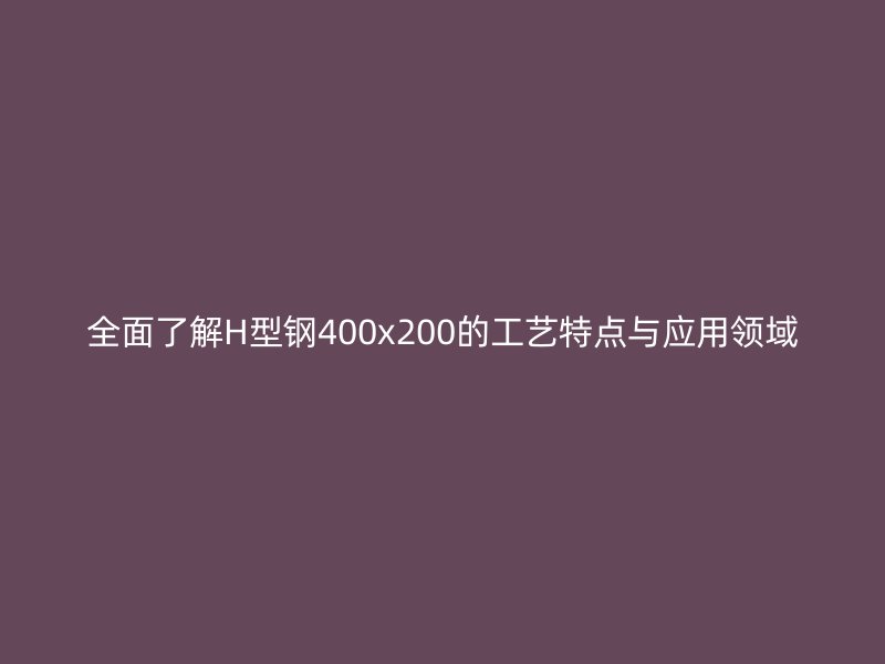 全面了解H型钢400x200的工艺特点与应用领域