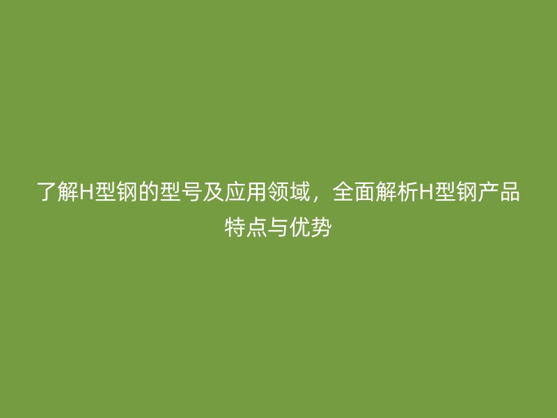 了解H型钢的型号及应用领域，全面解析H型钢产品特点与优势