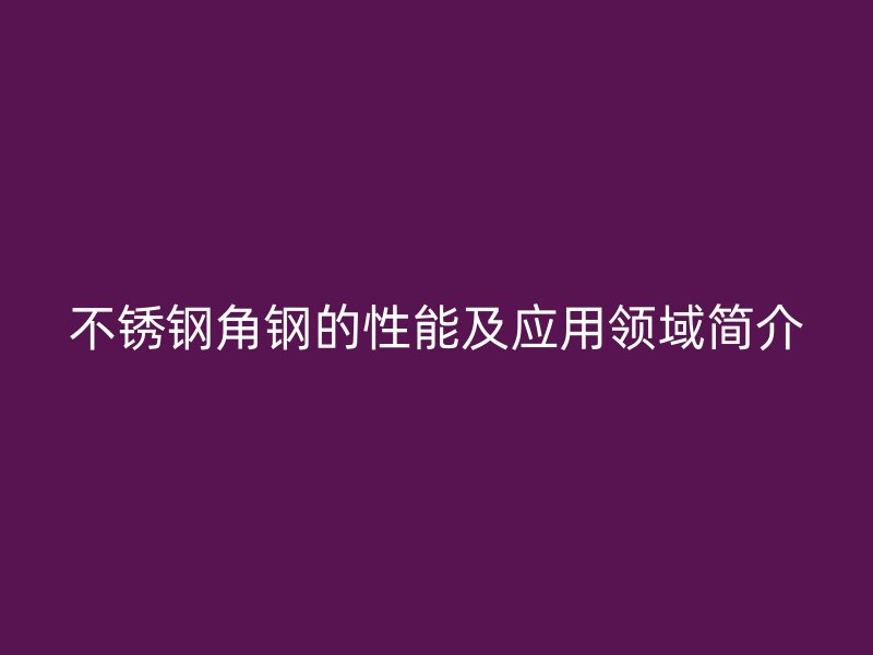 不锈钢角钢的性能及应用领域简介