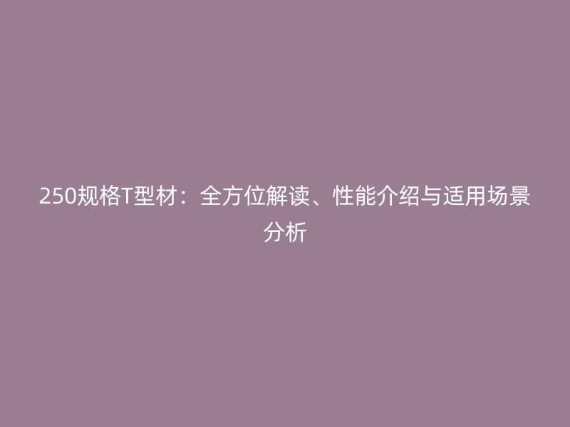 250规格T型材：全方位解读、性能介绍与适用场景分析