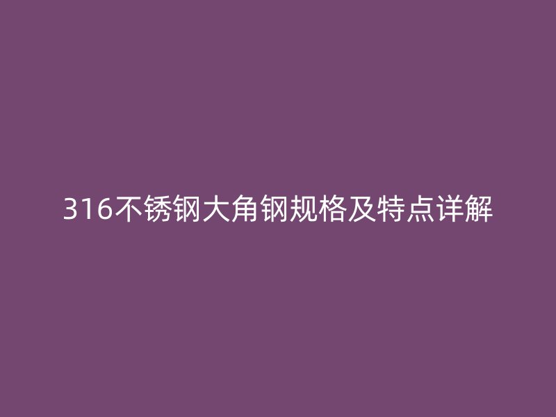316不锈钢大角钢规格及特点详解