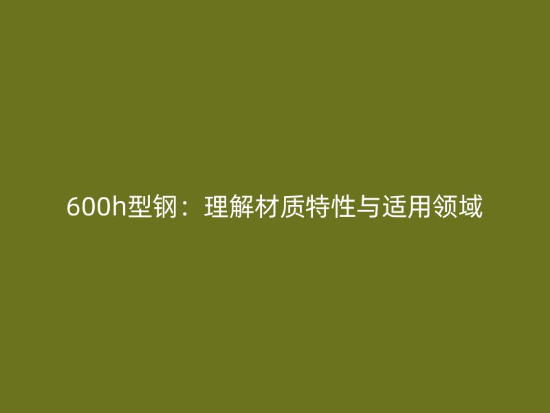 600h型钢：理解材质特性与适用领域