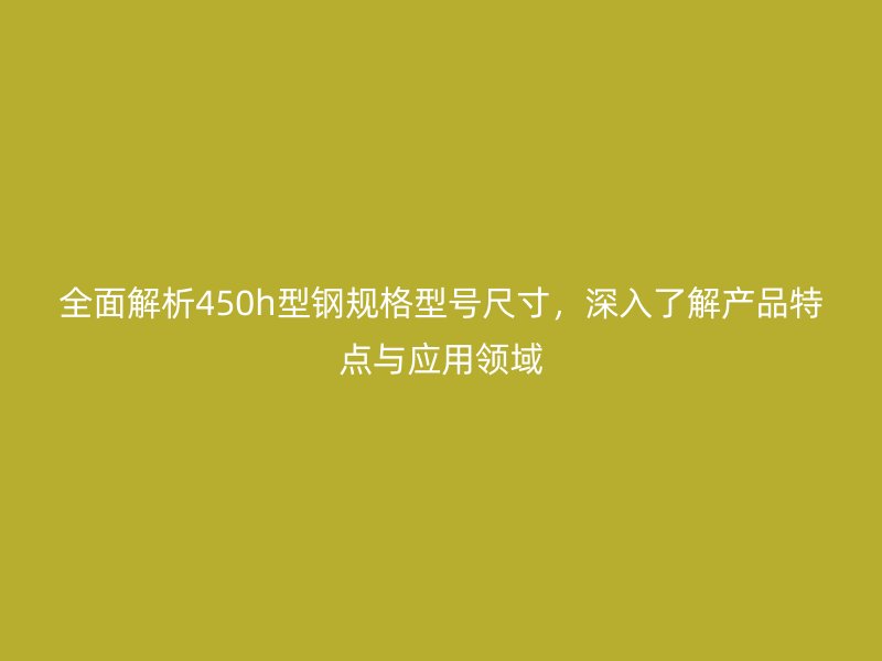 全面解析450h型钢规格型号尺寸，深入了解产品特点与应用领域