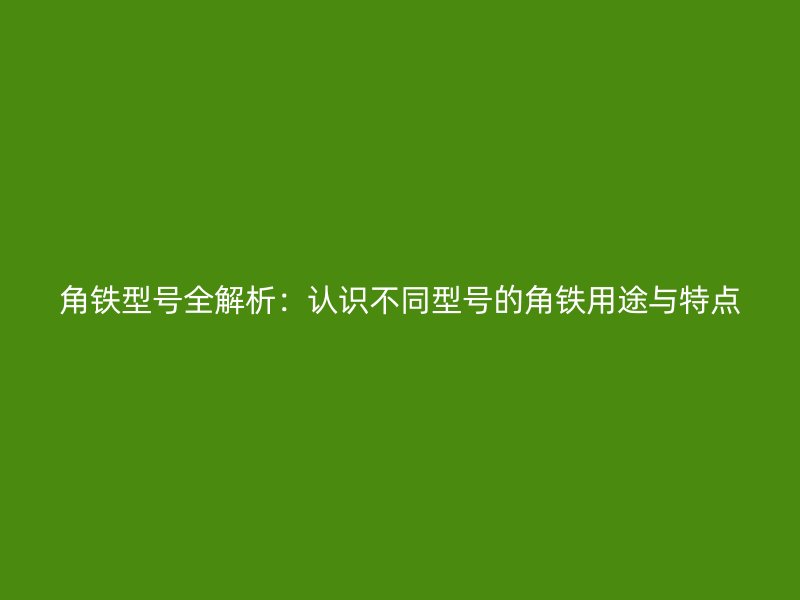 角铁型号全解析：认识不同型号的角铁用途与特点