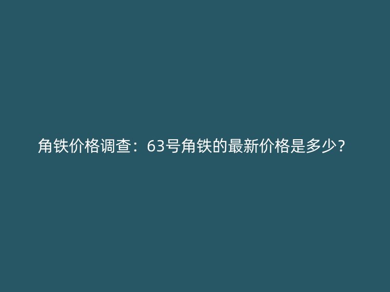 角铁价格调查：63号角铁的最新价格是多少？