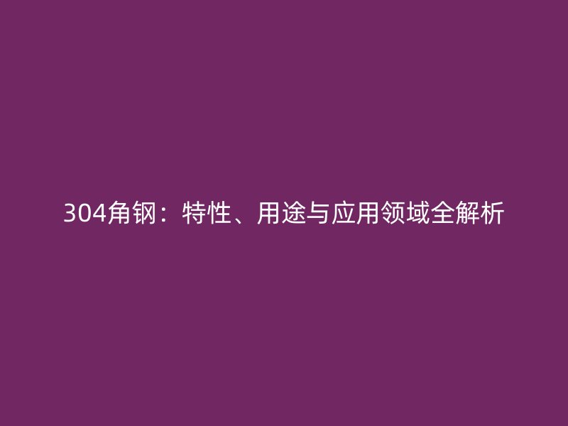 304角钢：特性、用途与应用领域全解析