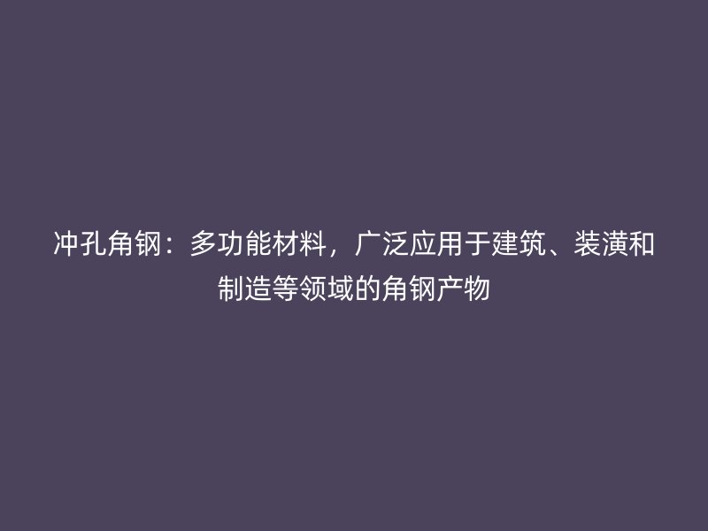 冲孔角钢：多功能材料，广泛应用于建筑、装潢和制造等领域的角钢产物